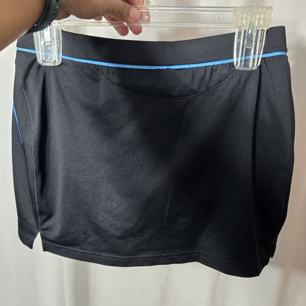 Adidas Black Mini Skort Sz Small Black/blue Built In Shorts - Picture 2 of 5